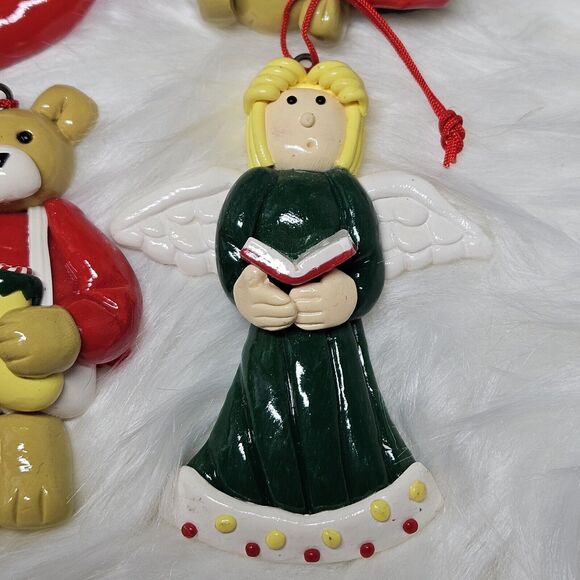 Vintage Christmas Ornaments Mixed Baked Clay Dough Spagetti Trim Bundle Set 5/C - Picture 8 of 12